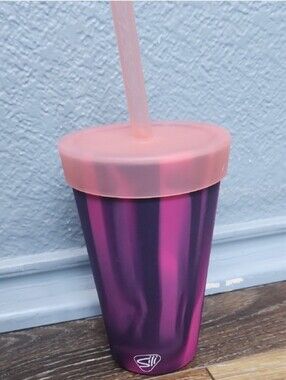 NWOT RETIRED Silipint 16 oz Straw Tumbler Alpenglow Pink Fuschia Dark Purple